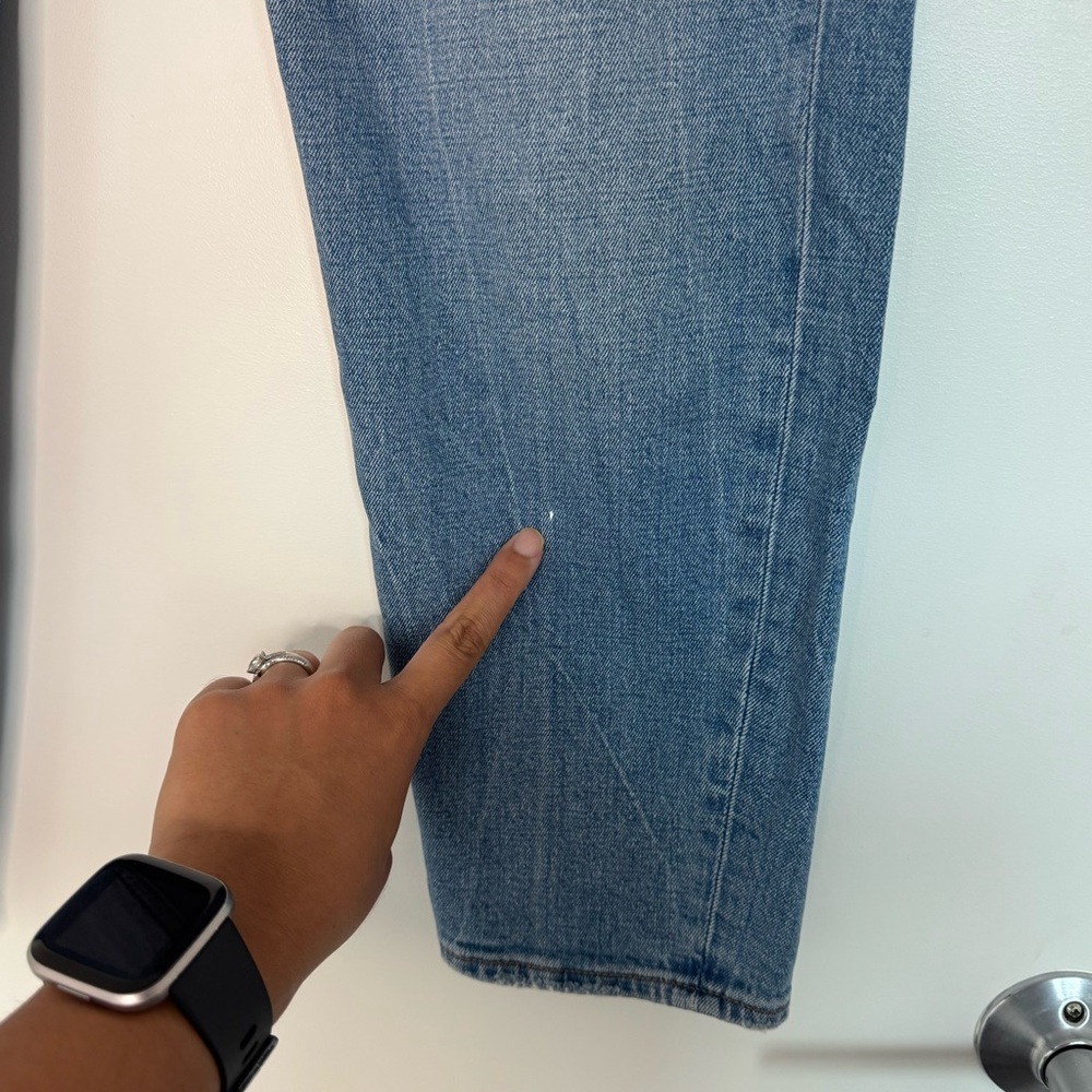 Size 26 2 Short The Mom High Rise Jeans Abercrombie & Fitch Blue Straight Leg - Picture 5 of 15